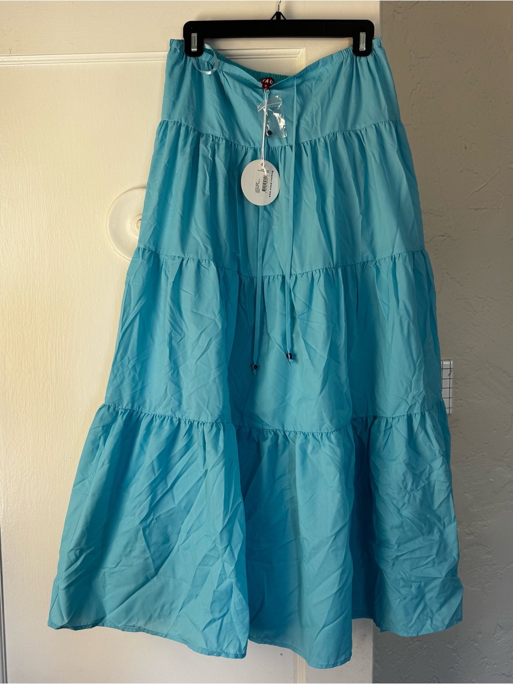 STAUD NWT Women’s Size M Blue Tiered Maxi Skirt - Lightweight